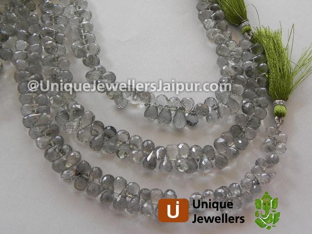 Green Apetite Quartz Faceted Drop Beads